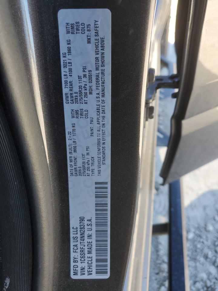 2022 RAM 1500 VIN 1C6SRFJT4NN283790 Copart auction photo, burn damage thumbnail 12