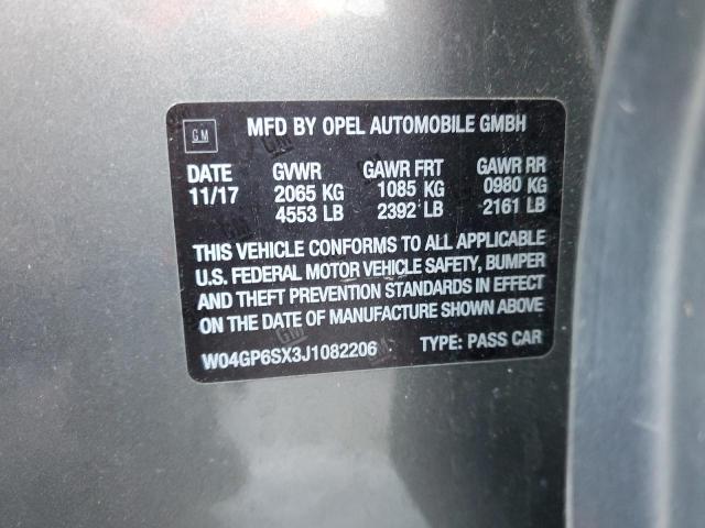 2018 Buick Regal VIN W04GP6SX3J1082206 Copart auction photo, front end damage thumbnail 12