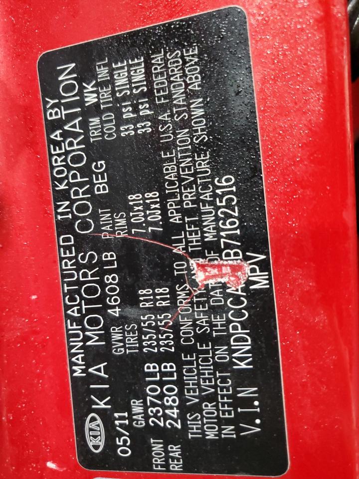 2011 KIA Sportage VIN KNDPCCA27B7162516 Copart auction photo, front end damage thumbnail 13