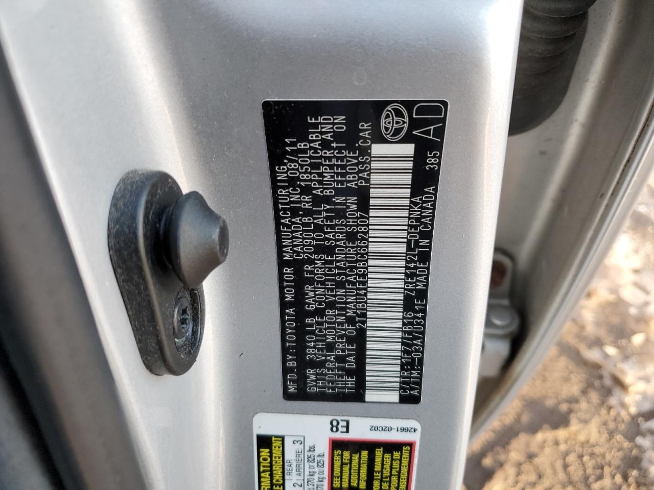 2011 Toyota Corolla VIN 2T1BU4EE9BC662807 Copart auction photo, rear end / front end damage thumbnail 13