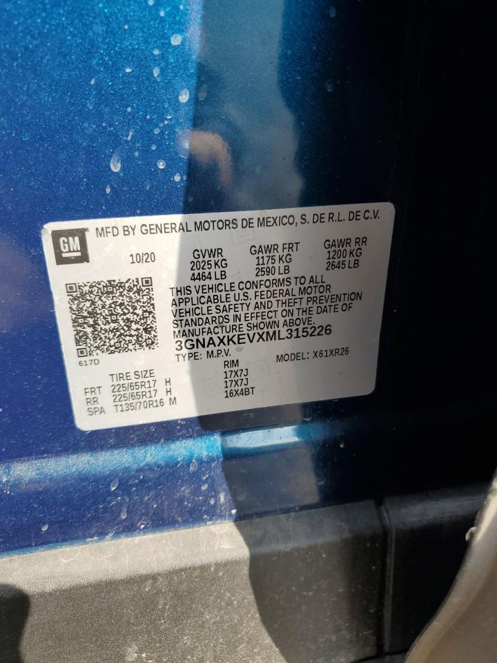 2021 Chevrolet Equinox VIN 3GNAXKEVXML315226 Copart auction photo, side / minor dent/scratches damage thumbnail 13