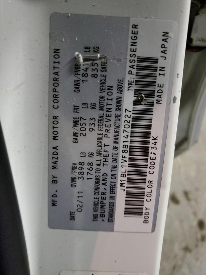 2011 Mazda 3 VIN JM1BL1VF8B1470227 Copart auction photo, mechanical / minor dent/scratches damage thumbnail 12