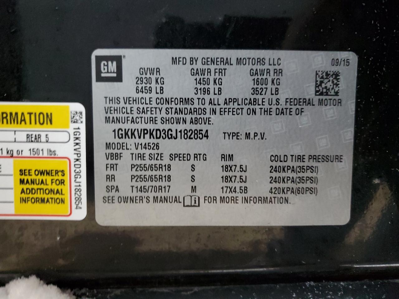 2016 GMC Acadia VIN 1GKKVPKD3GJ182854 Copart auction photo, front end / side damage thumbnail 13
