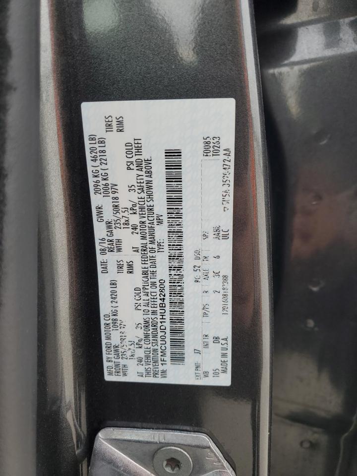 2017 Ford Escape VIN 1FMCU0JD1HUB42800 Copart auction photo, side / minor dent/scratches damage thumbnail 15