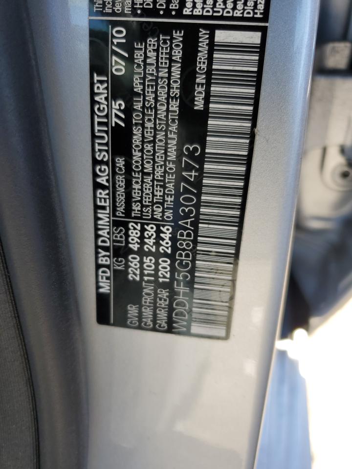 2011 Mercedes-Benz E-klasse VIN WDDHF5GB8BA307473 Copart auction photo, front end damage thumbnail 12
