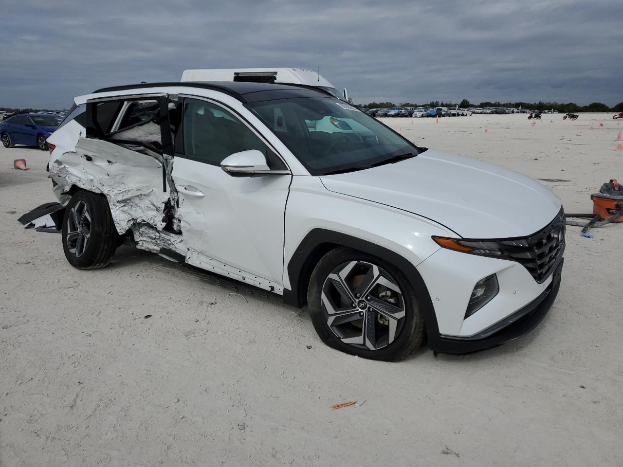 2022 Hyundai Tucson VIN KM8JECAE0NU166998 Copart auction photo, side / rear end damage thumbnail 4
