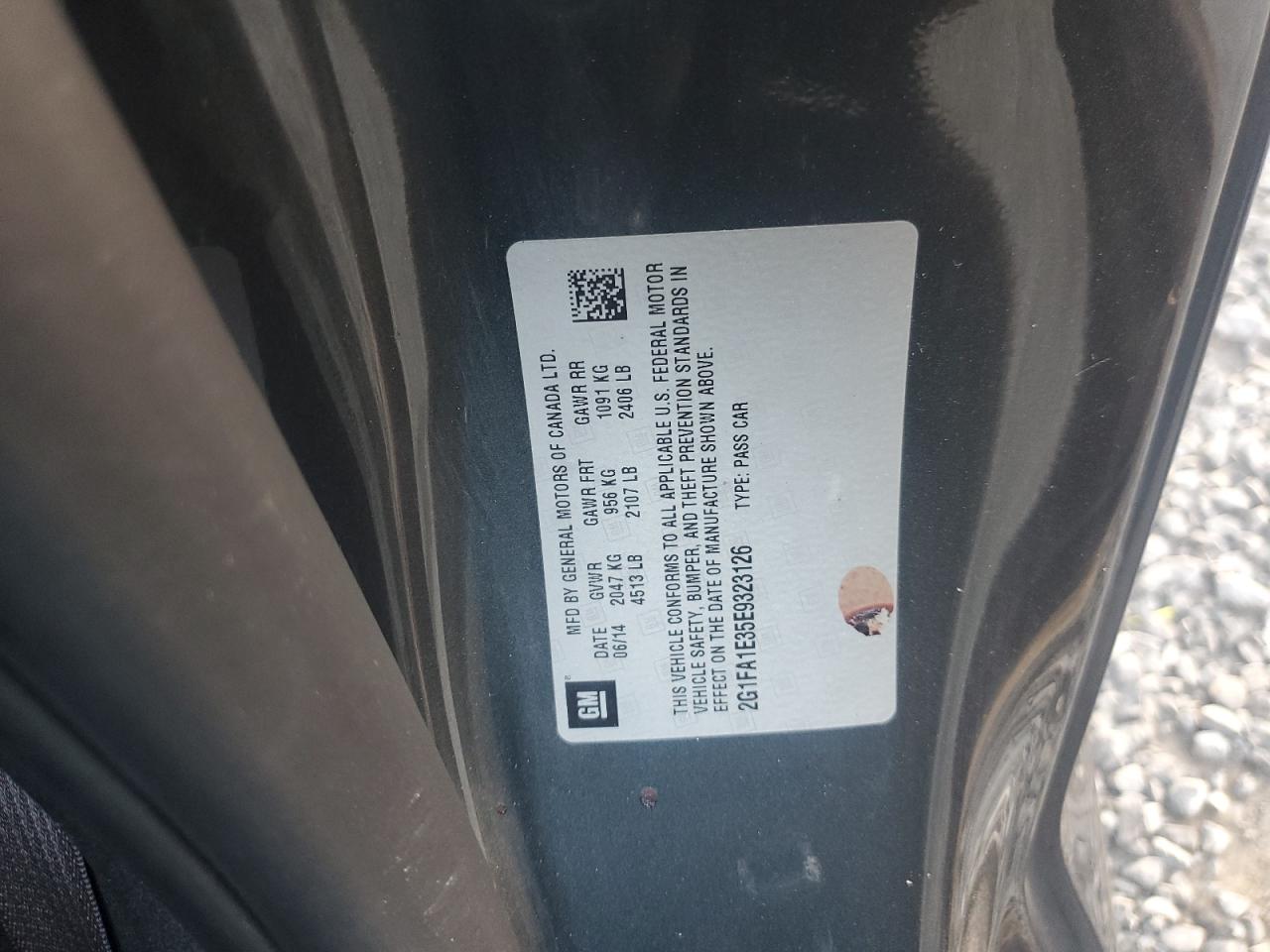 2014 Chevrolet Camaro VIN 2G1FA1E35E9323126 Copart auction photo, front end / minor dent/scratches damage thumbnail 12