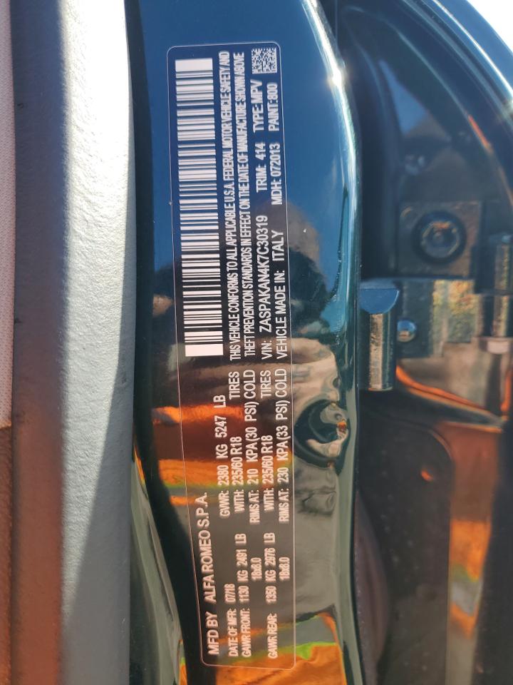 2019 Alfa Romeo Stelvio VIN ZASPAKAN4K7C30319 Copart auction photo, front end / rear end damage thumbnail 13