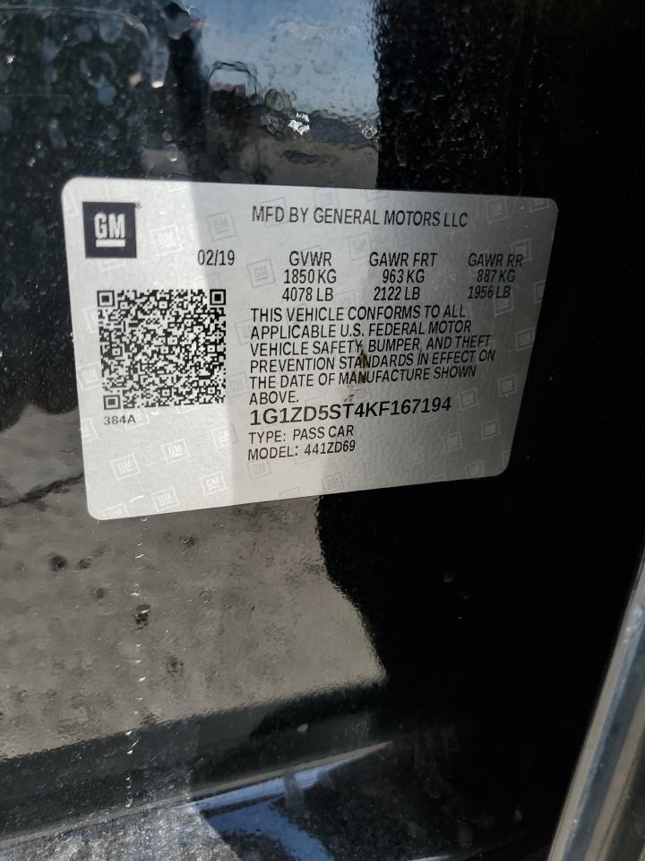 2019 Chevrolet Malibu VIN 1G1ZD5ST4KF167194 Copart auction photo, front end damage thumbnail 12