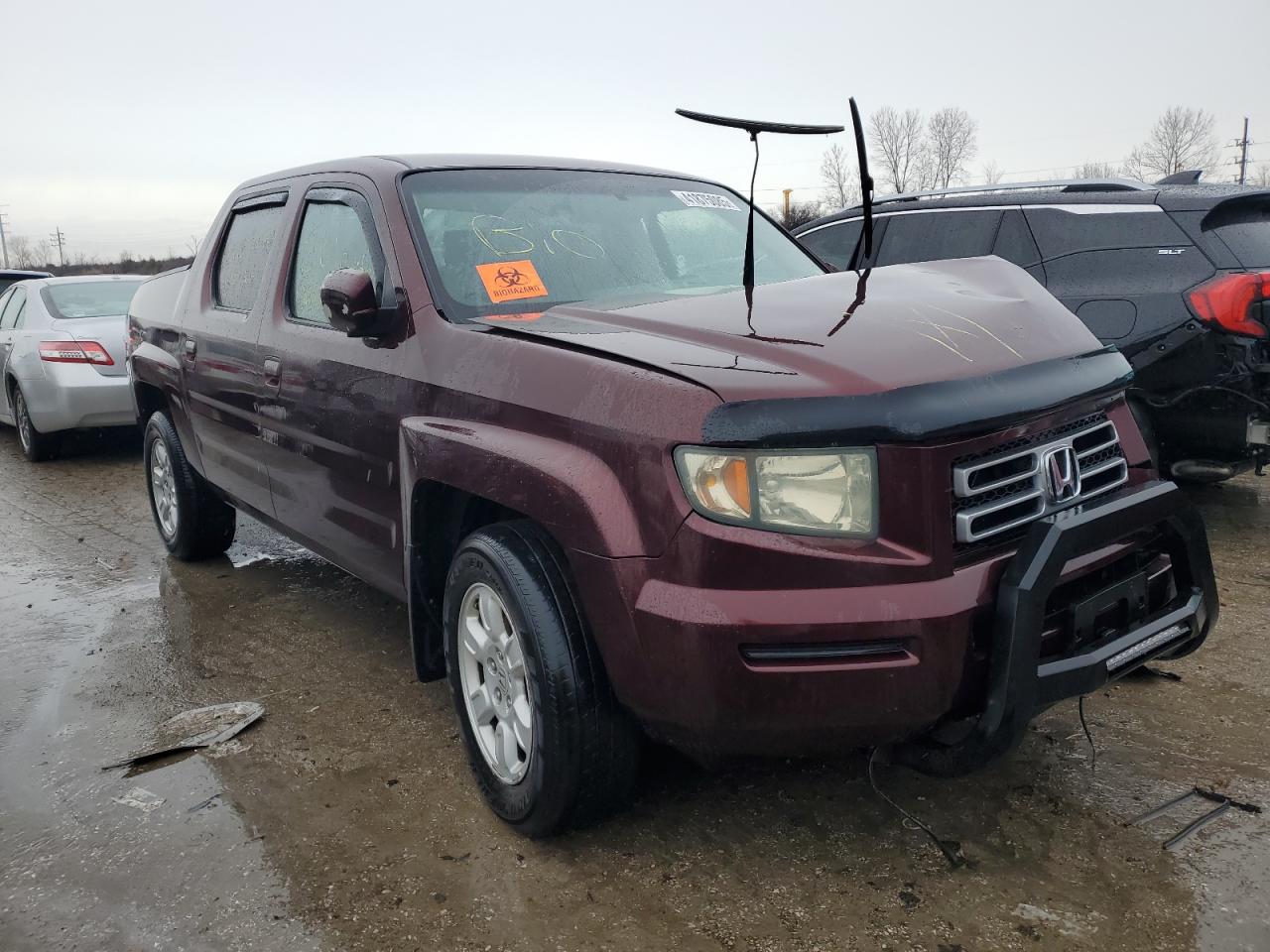 2007 Honda Ridgeline VIN 2HJYK16417H536552 Copart auction photo, biohazard/chemical / front end damage thumbnail 4
