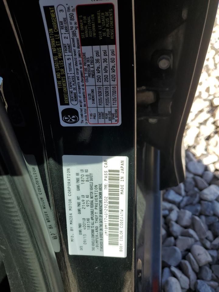 2016 Mazda 3 VIN JM1BM1T74G1292302 Copart auction photo, rear end damage thumbnail 12