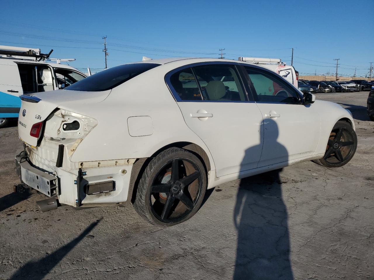 2013 Infiniti G VIN JN1CV6AR2DM766439 Copart auction photo, rear end / side damage thumbnail 3