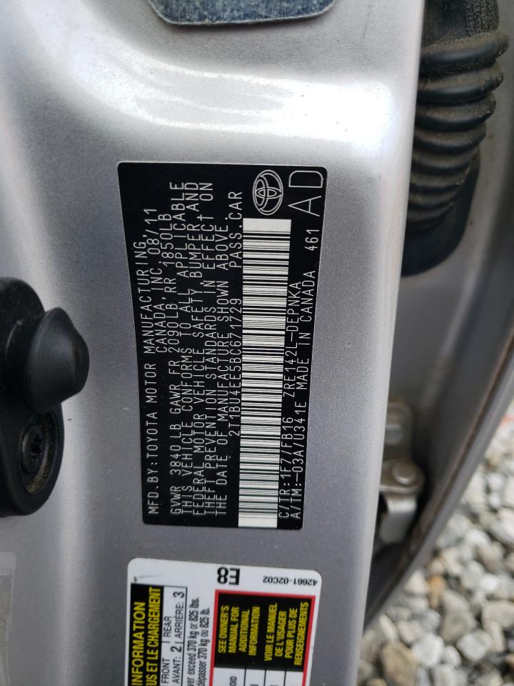 2011 Toyota Corolla VIN 2T1BU4EE5BC671729 Copart auction photo, front end / minor dent/scratches damage thumbnail 13