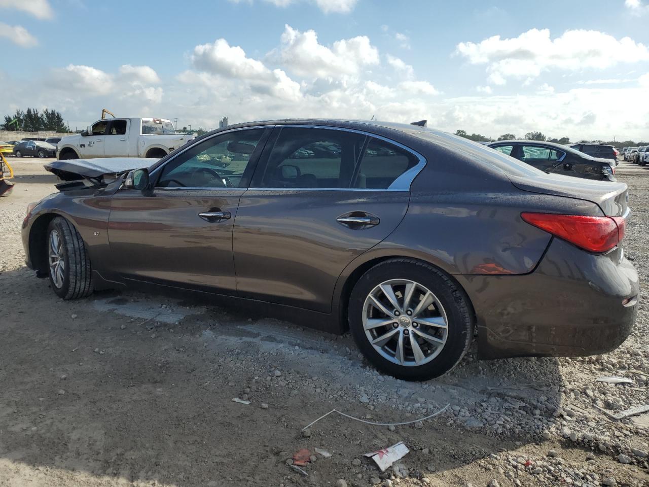 2014 Infiniti Q50 VIN JN1BV7AP4EM674718 Copart auction photo, front end / rear end damage thumbnail 2