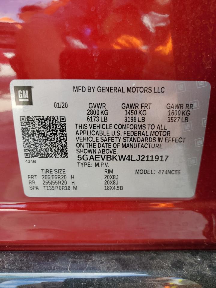 2020 Buick Enclave VIN 5GAEVBKW4LJ211917 Copart auction photo, front end damage thumbnail 15