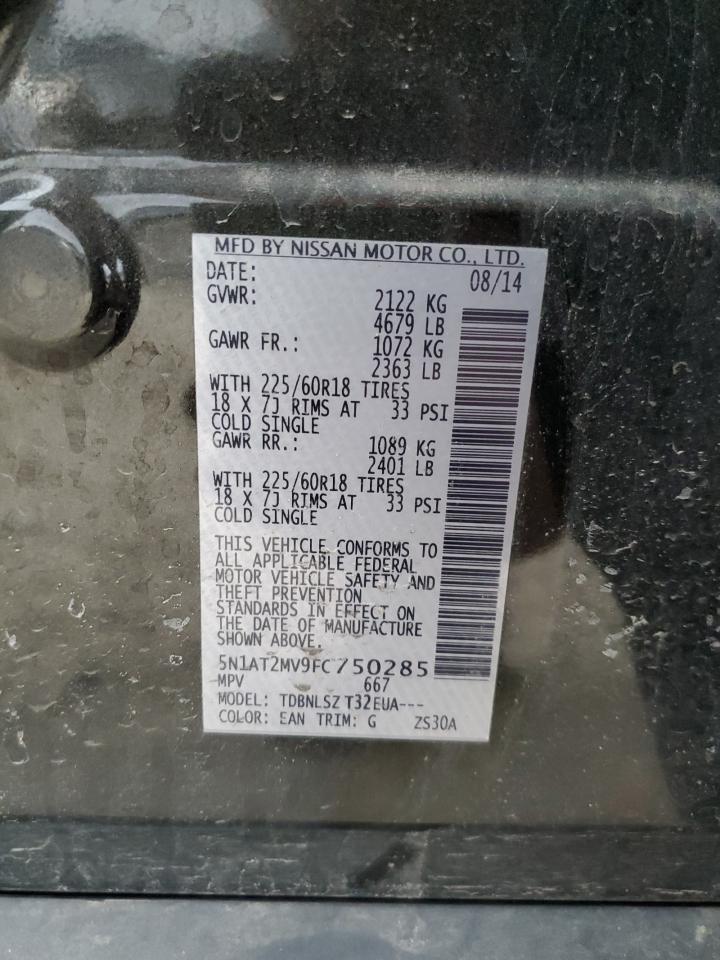 2015 Nissan Rogue VIN 5N1AT2MV9FC750285 Copart auction photo, side / rear end damage thumbnail 15