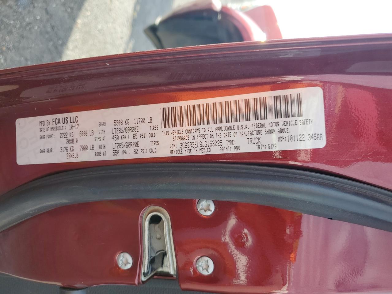 2018 RAM 3500 VIN 3C63R3EL6JG153025 Copart auction photo, undercarriage / front end damage thumbnail 13