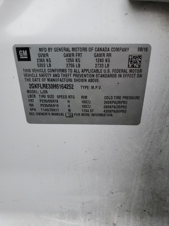 2017 GMC Terrain VIN 2GKFLRE30H6164252 Copart auction photo, front end damage thumbnail 13