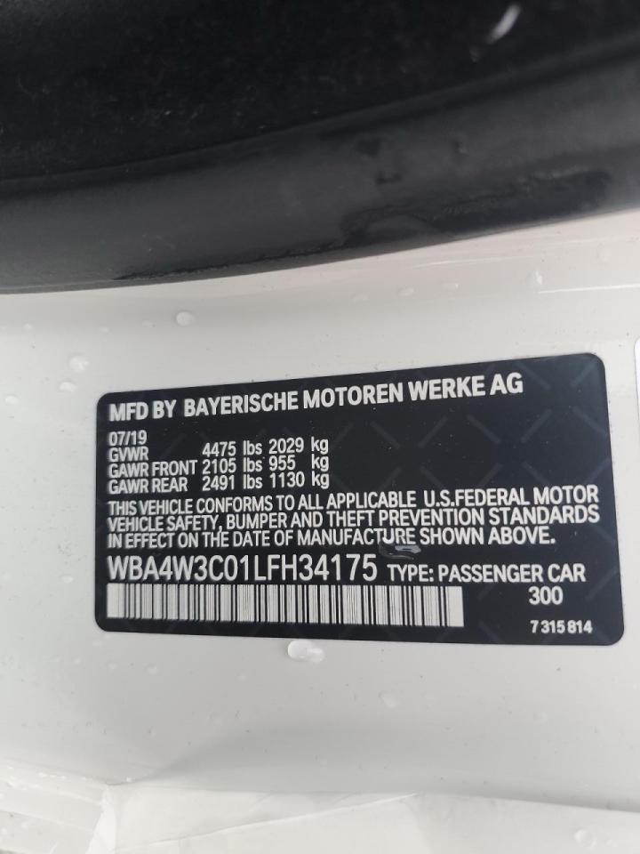 2020 BMW 4er VIN WBA4W3C01LFH34175 Copart auction photo, undercarriage / front end damage thumbnail 15