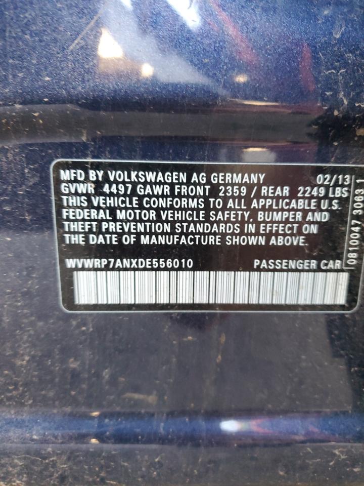 2013 Volkswagen Passat CC VIN WVWRP7ANXDE556010 Copart auction photo, all over damage thumbnail 12