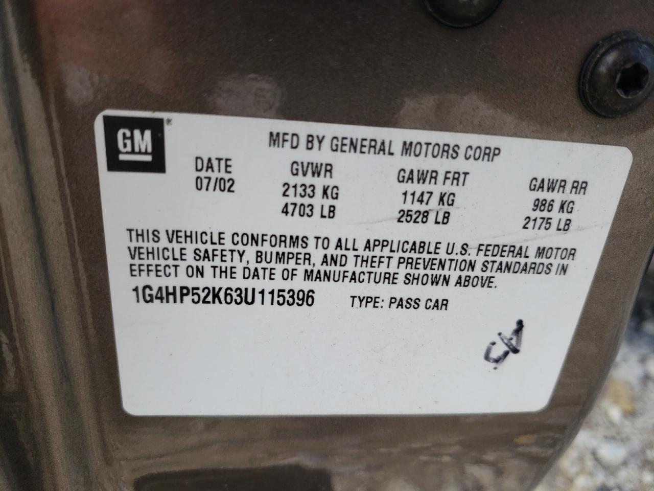 2003 Buick LeSabre VIN 1G4HP52K63U115396 Copart auction photo, front end / mechanical damage thumbnail 14