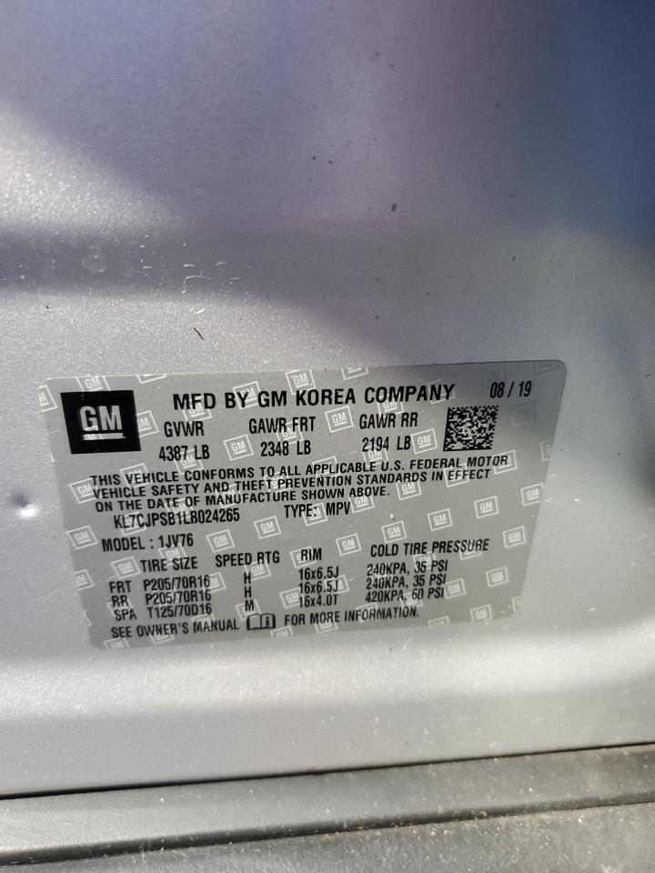 2020 Chevrolet Trax VIN KL7CJPSB1LB024265 Copart auction photo, front end damage thumbnail 13