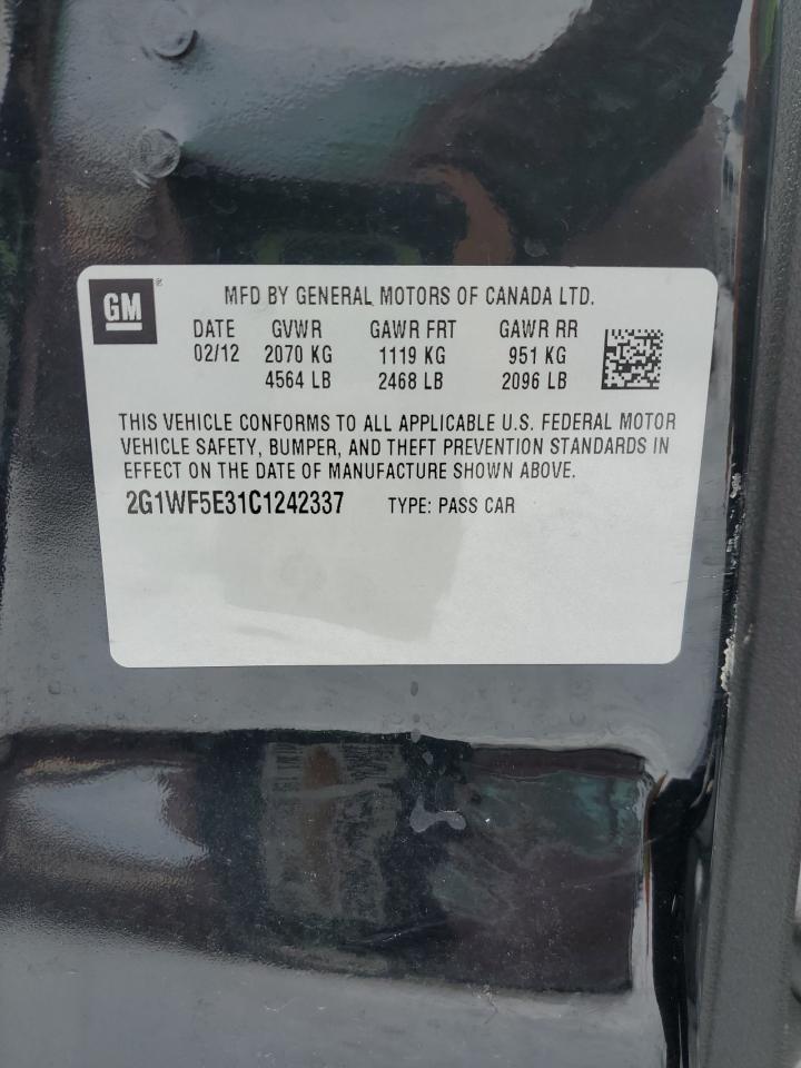 2012 Chevrolet Impala VIN 2G1WF5E31C1242337 Copart auction photo, all over damage thumbnail 12