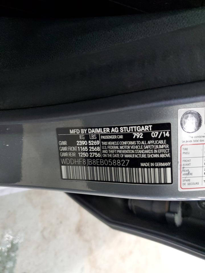 2014 Mercedes-Benz E-klasse VIN WDDHF8JB8EB058827 Copart auction photo, front end / minor dent/scratches damage thumbnail 12