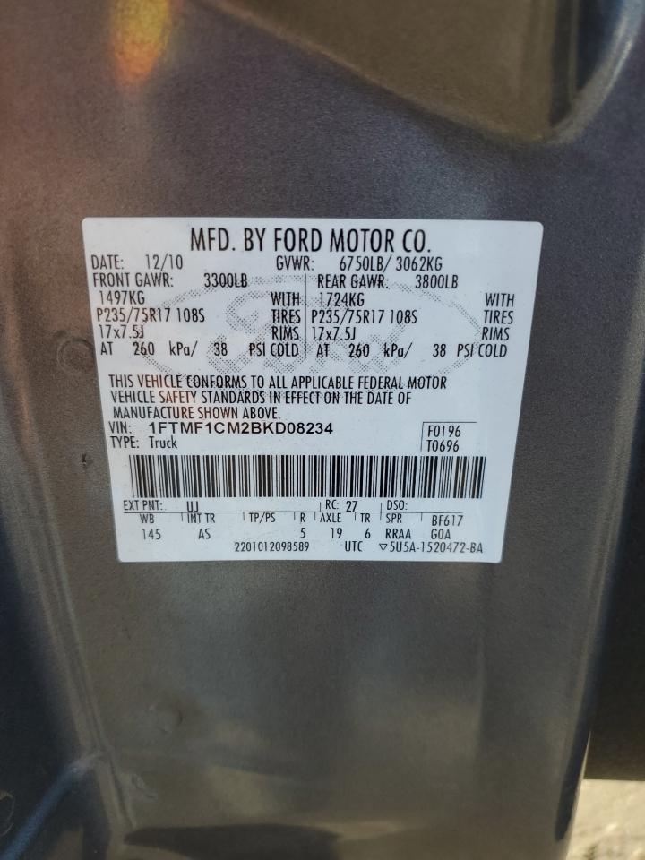 2011 Ford F-150 VIN 1FTMF1CM2BKD08234 Copart auction photo, front end damage thumbnail 12