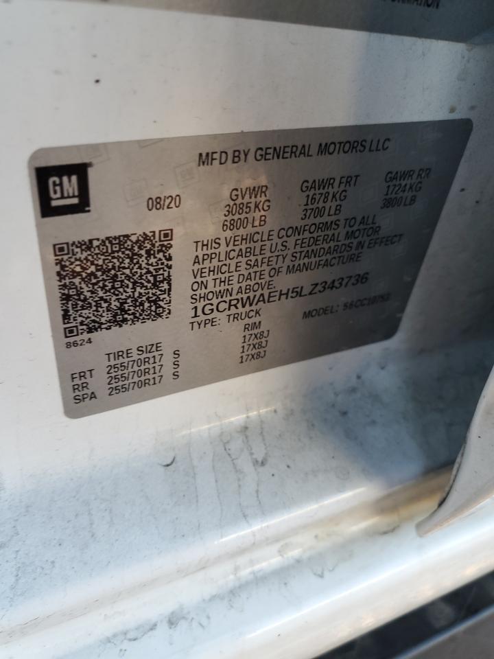 2020 Chevrolet Silverado VIN 1GCRWAEH5LZ343736 Copart auction photo, minor dent/scratches damage thumbnail 12