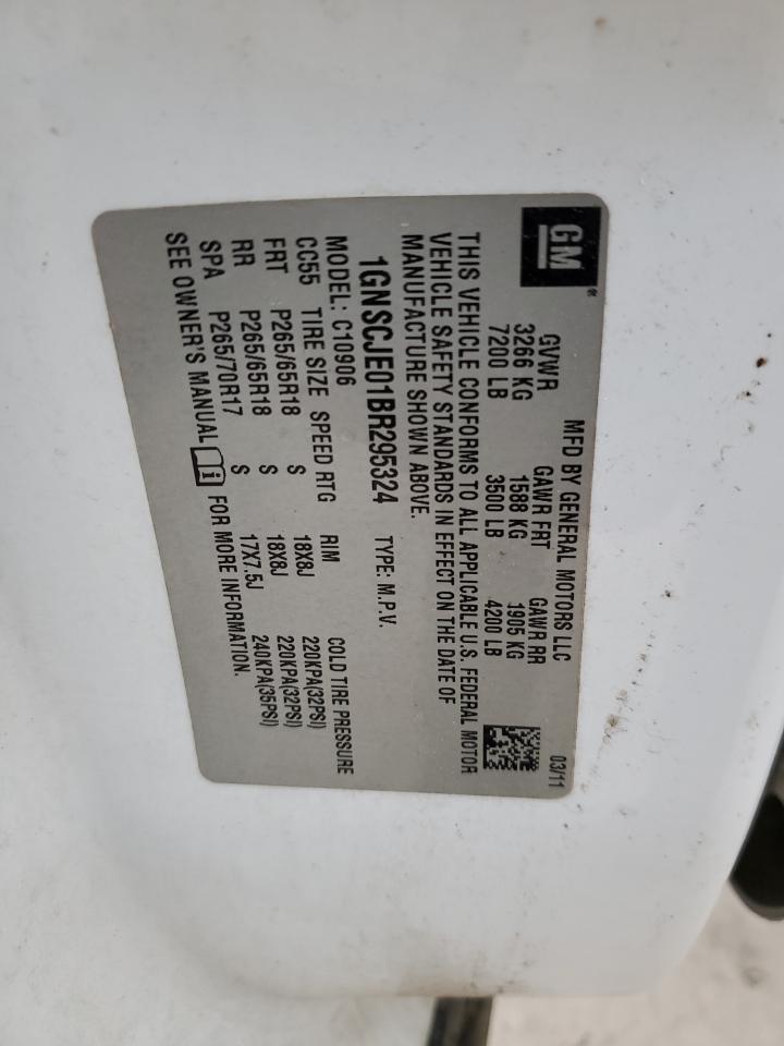 2011 Chevrolet Suburban VIN 1GNSCJE01BR295324 Copart auction photo, rear end damage thumbnail 14