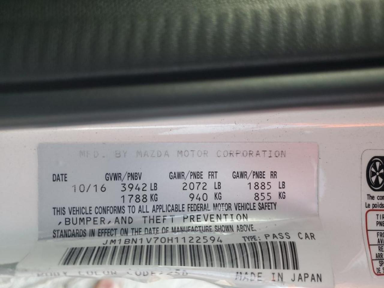 2017 Mazda 3 VIN JM1BN1V70H1122594 Copart auction photo, side / minor dent/scratches damage thumbnail 12