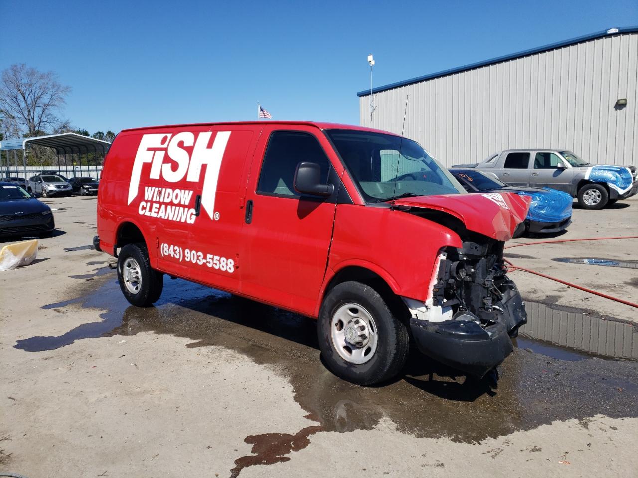 2014 Chevrolet Express VIN 1GCWGFBAXE1149449 Copart auction photo, front end / side damage thumbnail 4
