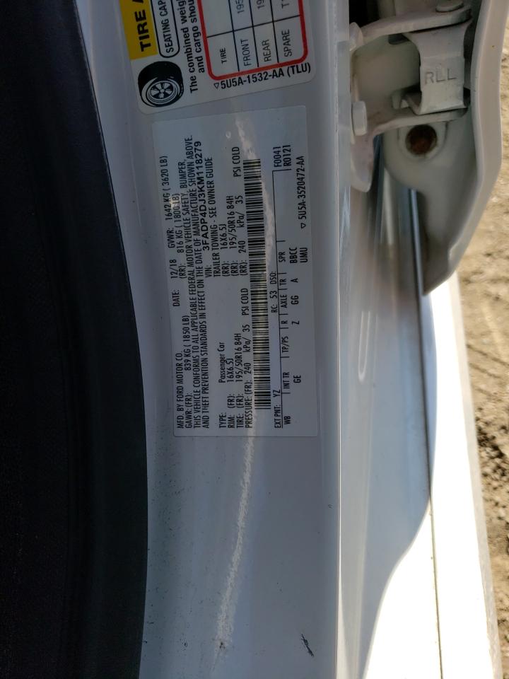 2019 Ford Fiesta VIN 3FADP4DJ3KM118279 Copart auction photo, front end damage thumbnail 13