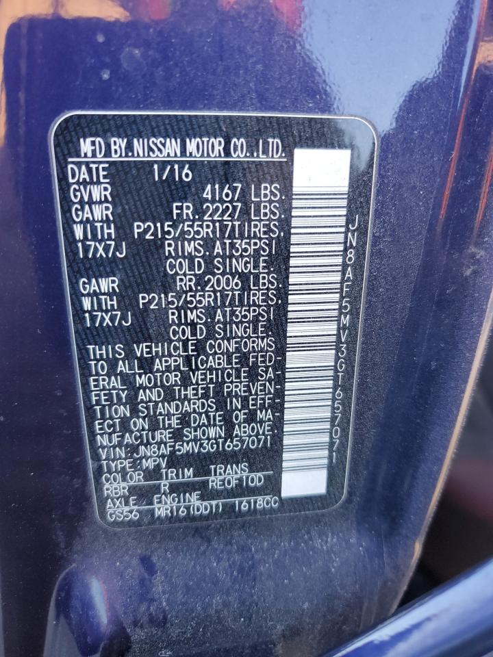 2016 Nissan Juke VIN JN8AF5MV3GT657071 Copart auction photo, front end / rear end damage thumbnail 13