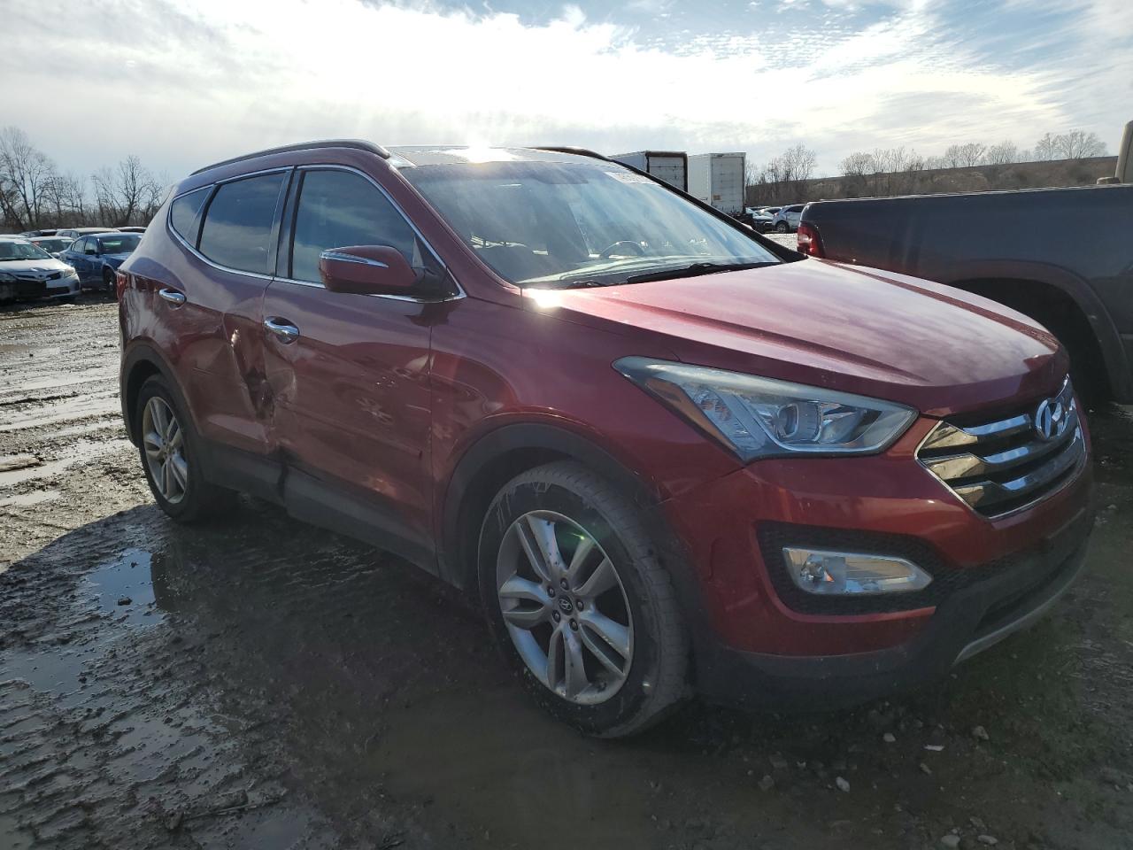 2014 Hyundai Santa Fe VIN 5XYZWDLA0EG204705 Copart auction photo, side / front end damage thumbnail 4