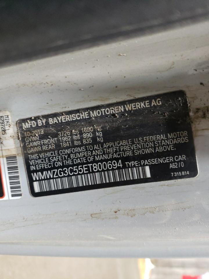2014 MINI Cooper VIN WMWZG3C55ET800694 Copart auction photo, front end damage thumbnail 13