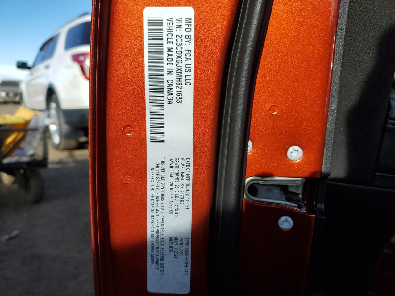 2021 Dodge Charger VIN 2C3CDXGJXMH621633 Copart auction photo, rear end damage thumbnail 12