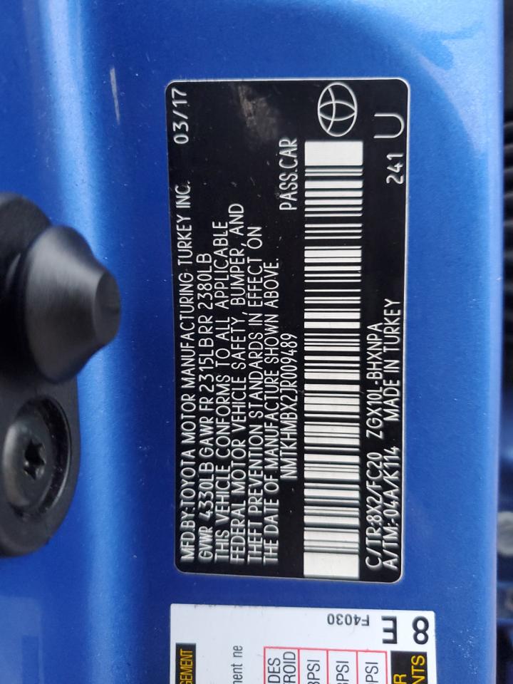 2018 Toyota C-HR VIN NMTKHMBX2JR009489 Copart auction photo, front end damage thumbnail 13