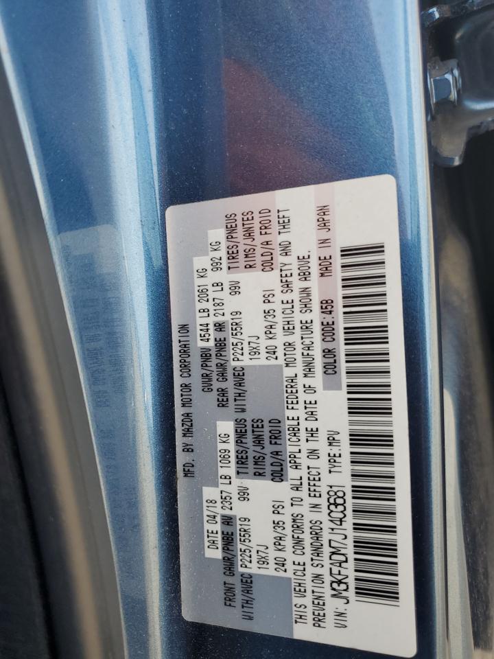 2018 Mazda CX-5 VIN JM3KFADM7J1403681 Copart auction photo, rear end damage thumbnail 12