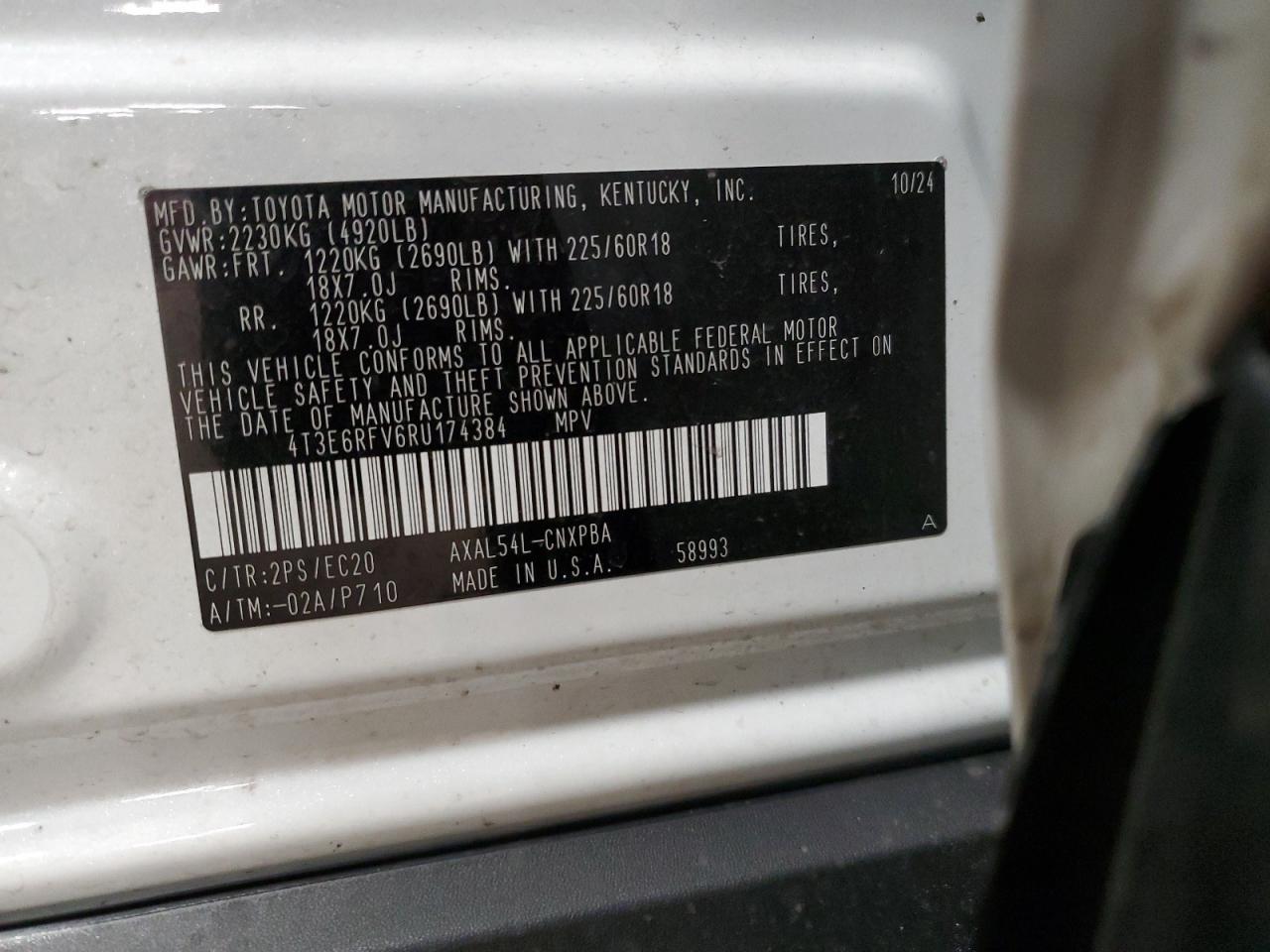2024 Toyota RAV 4 VIN 4T3E6RFV6RU174384 Copart auction photo, front end damage thumbnail 16