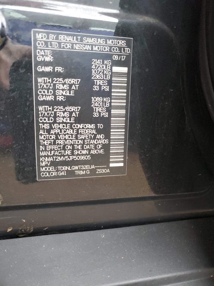 2018 Nissan Rogue VIN KNMAT2MV5JP509605 Copart auction photo, front end / side damage thumbnail 12