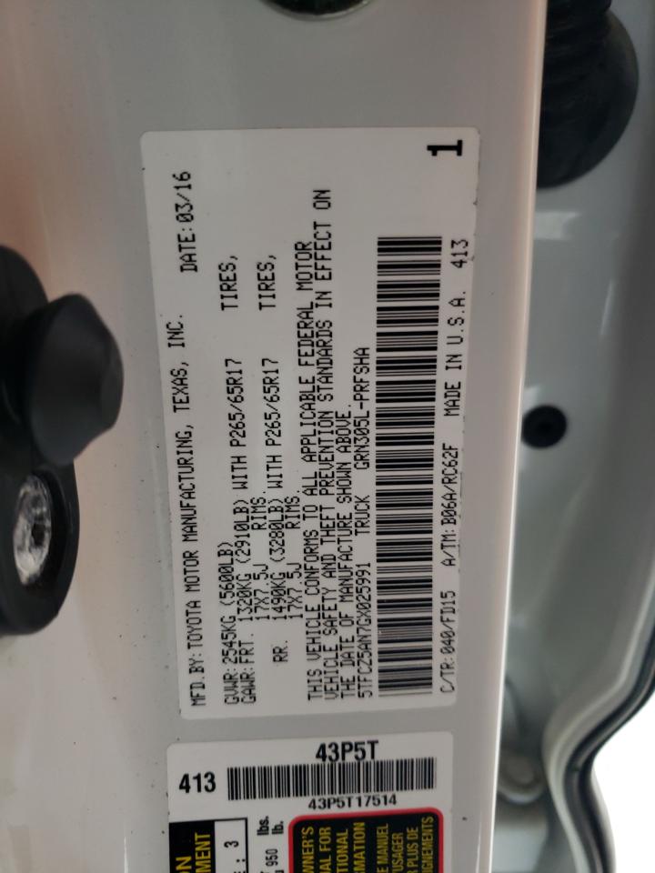 2016 Toyota Tacoma VIN 5TFCZ5AN7GX025991 Copart auction photo, front end / minor dent/scratches damage thumbnail 13