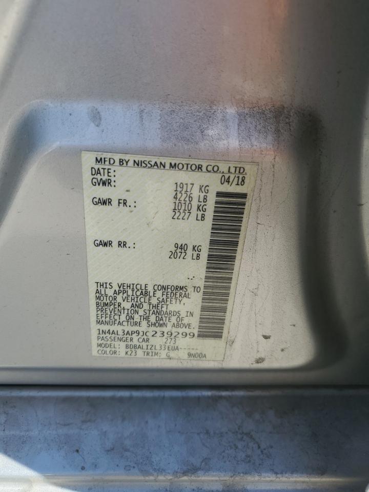2018 Nissan Altima VIN 1N4AL3AP9JC239299 Copart auction photo, front end damage thumbnail 13