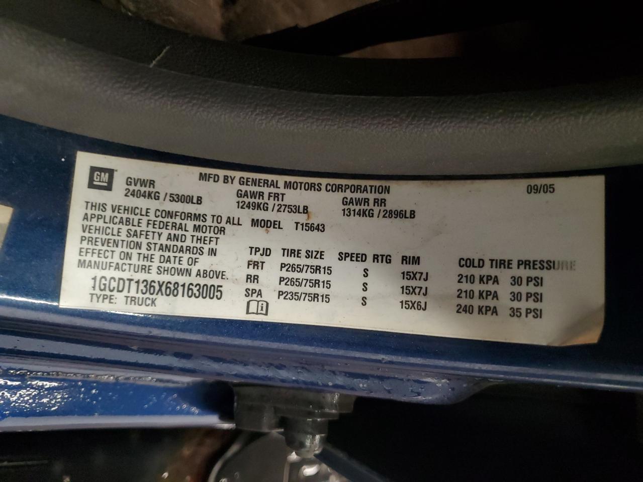 2006 Chevrolet Colorado VIN 1GCDT136X68163005 Copart auction photo, front end damage thumbnail 12