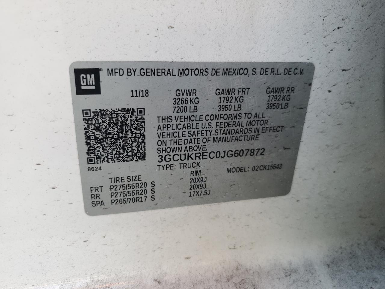 2018 Chevrolet Silverado VIN 3GCUKREC0JG607872 Copart auction photo, front end / minor dent/scratches damage thumbnail 12