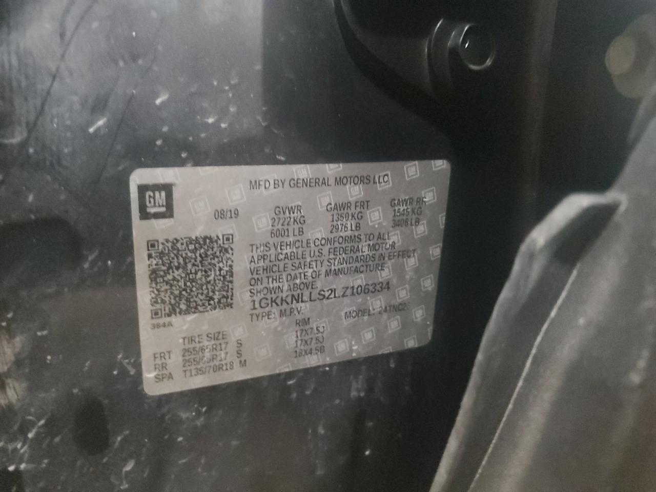 2020 GMC Acadia VIN 1GKKNLLS2LZ106334 Copart auction photo, front end / side damage thumbnail 13