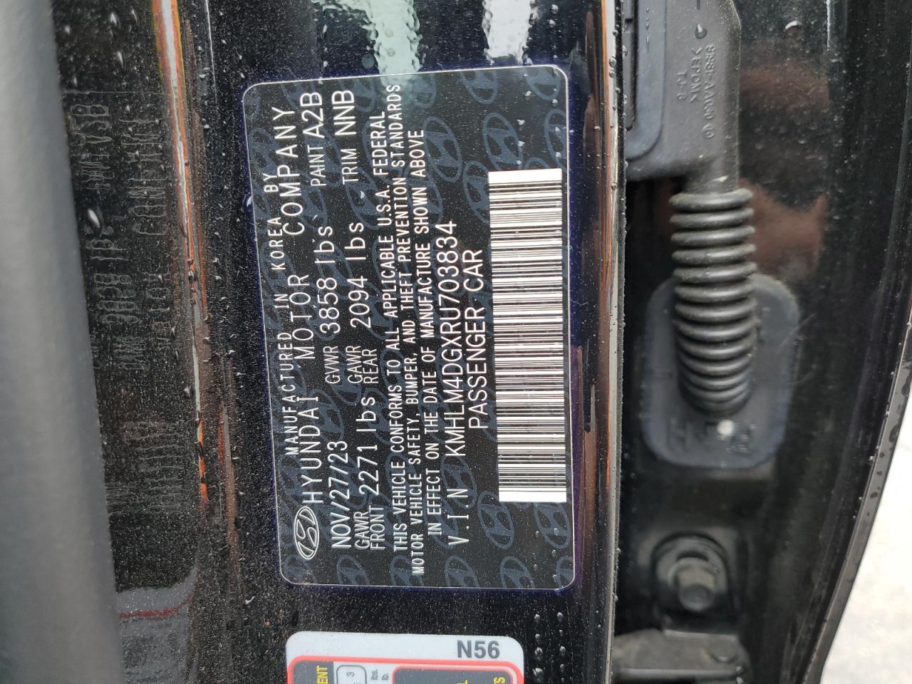 2024 Hyundai Elantra VIN KMHLM4DGXRU703834 Copart auction photo, rollover / minor dent/scratches damage thumbnail 14