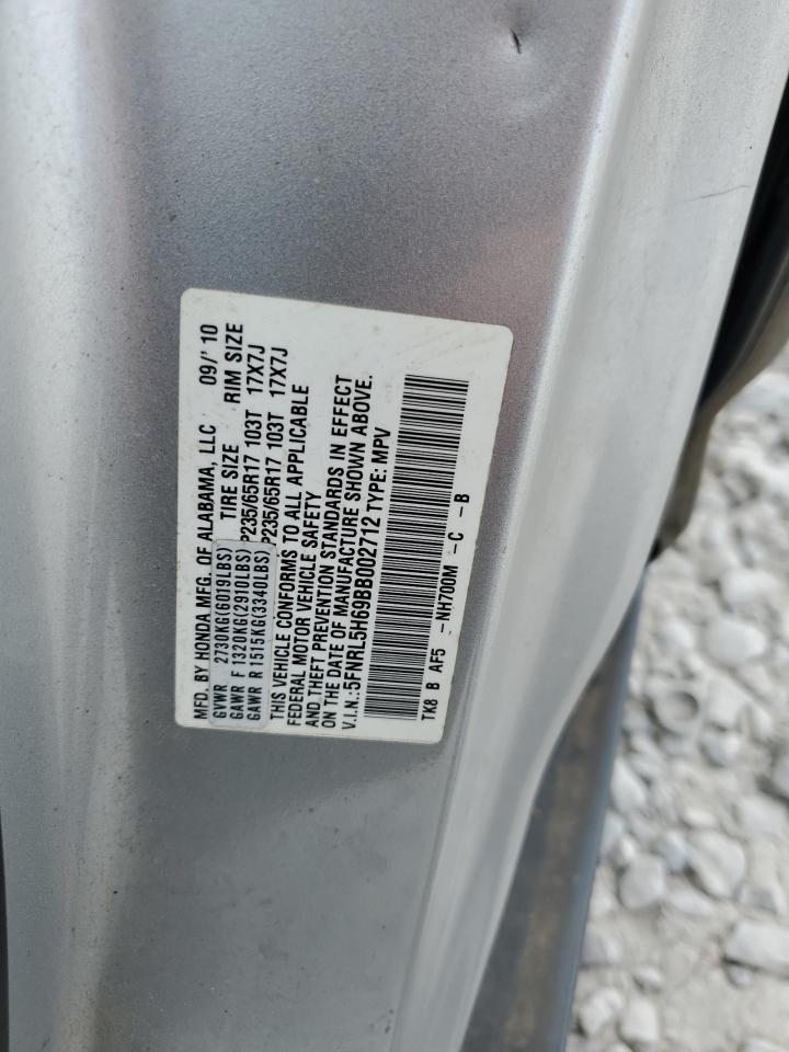 2011 Honda Odyssey VIN 5FNRL5H69BB002712 Copart auction photo, side damage thumbnail 13