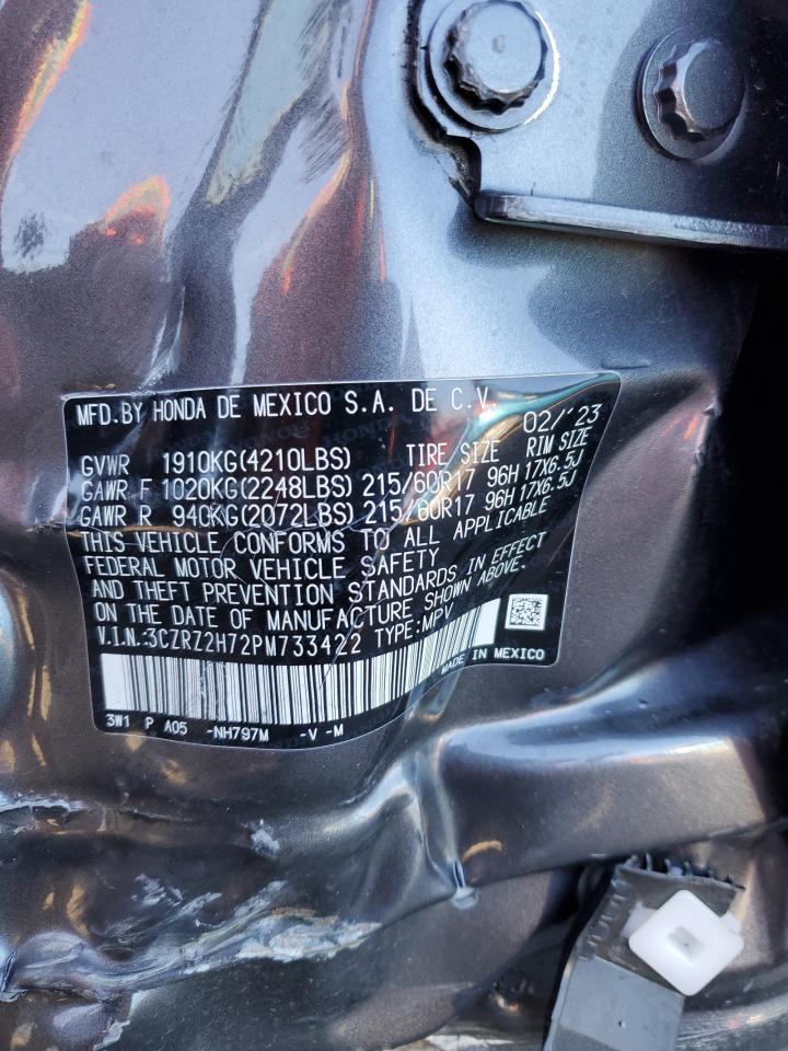 2023 Honda HR-V VIN 3CZRZ2H72PM733422 Copart auction photo, all over / undercarriage damage thumbnail 13